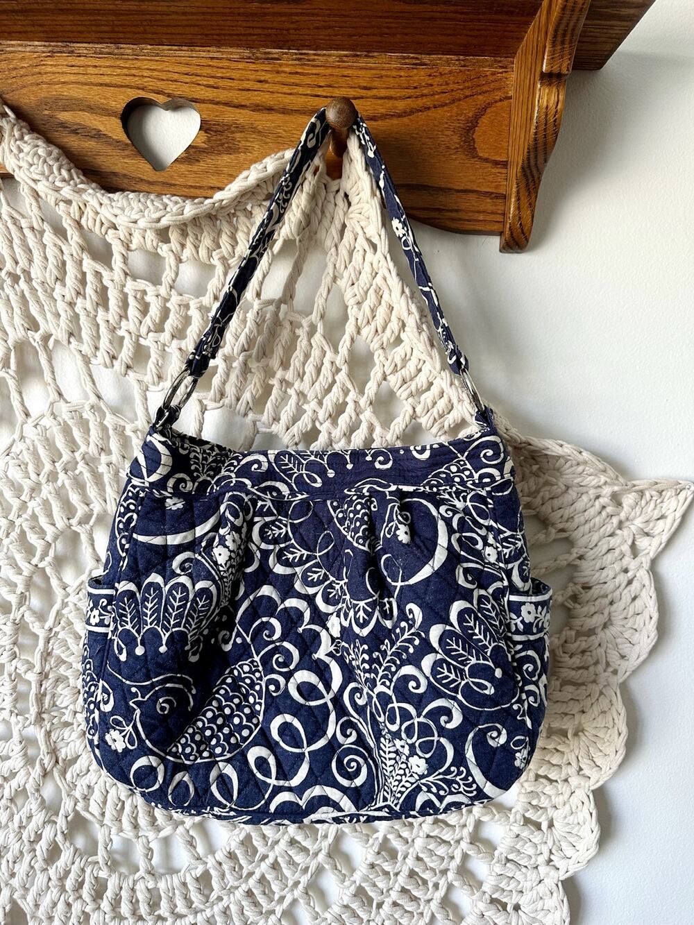 Vera Bradley Twirly Birds Navy 2010 Shoulder Bag